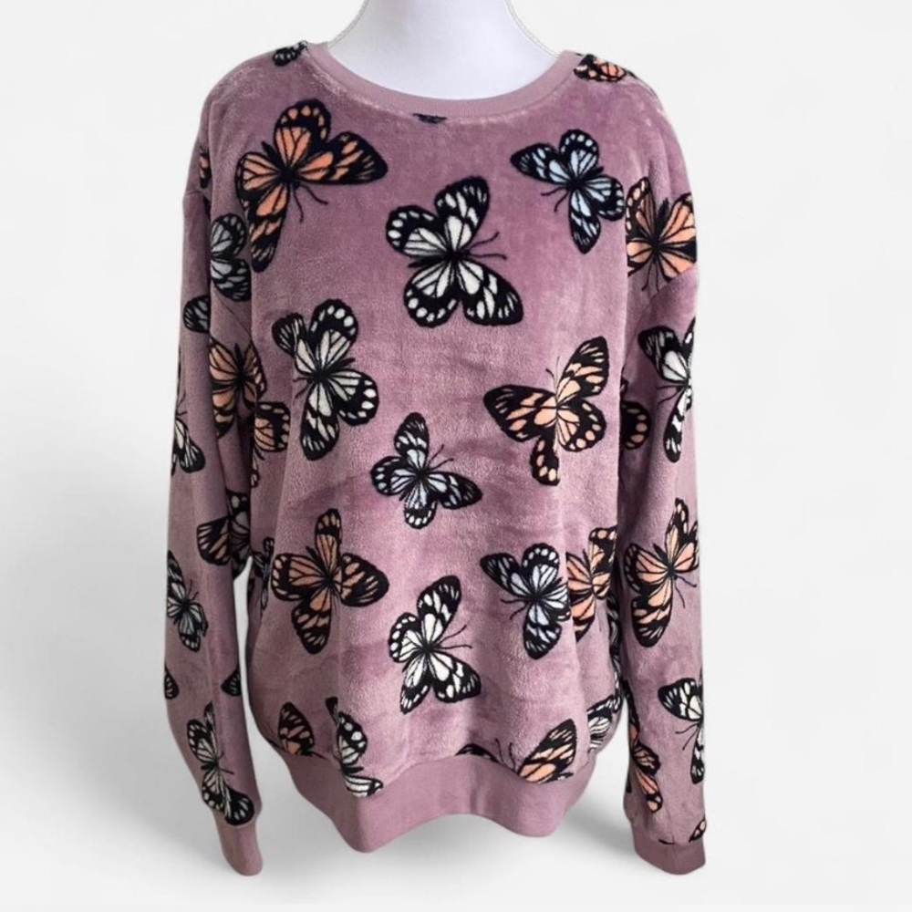 Butterfly Print Crewneck Sweatshirt